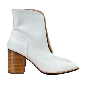 Jaggar Scallop White Cowgirl Leather Boots Revolve Womens 6 Western Chic Modern